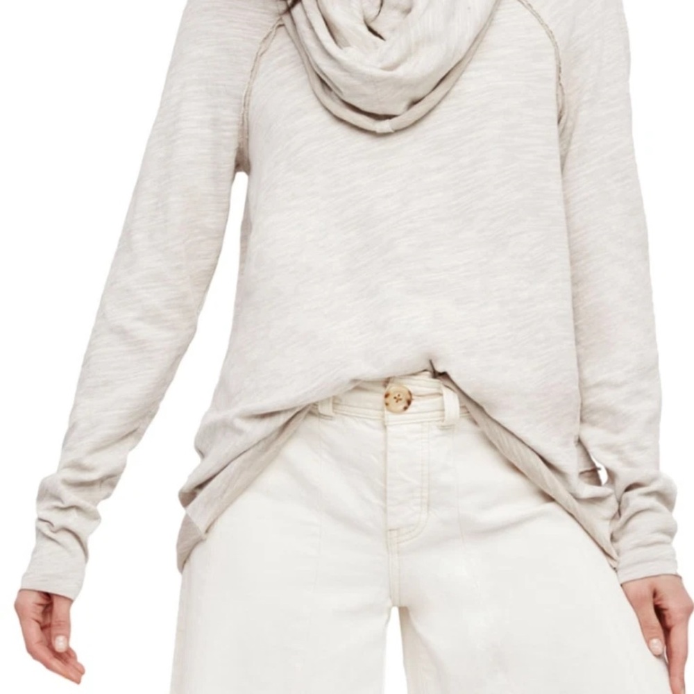 Free People Beach Beige Cocoon Cowl Neck Knit Sweater Tunic - Picture 4 of 15